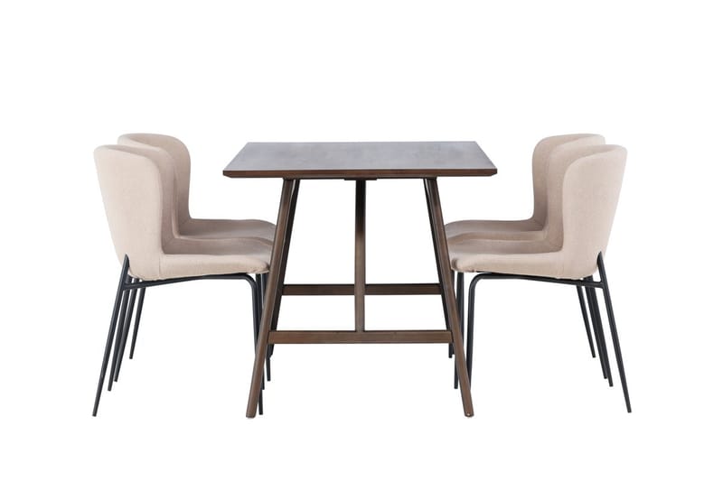 Rektangulär matgrupp Venture Home Beige Mörkbrun 4st - Møbler - Borde - Spisebordssæt