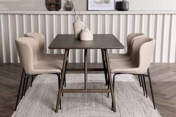 Rektangulär matgrupp Venture Home Beige Mörkbrun 4st - Møbler - Borde - Spisebordssæt
