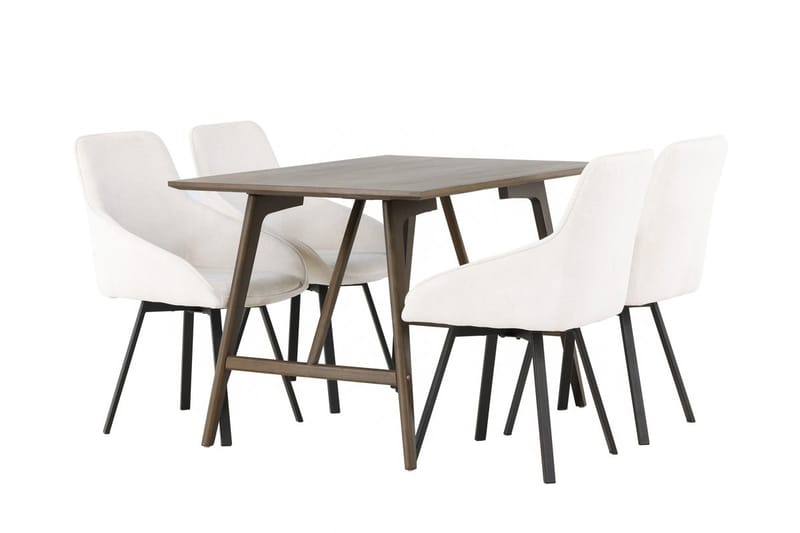 Rektangulär matgrupp Venture Home Beige Mörkbrun 4st - Møbler - Borde - Spisebordssæt