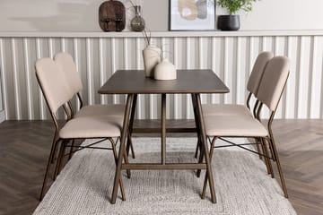 Rektangulär matgrupp Venture Home Beige Mörkbrun 4st - Møbler - Borde - Spisebordssæt