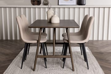 Rektangulär matgrupp Venture Home Beige Mörkbrun 4st - Møbler - Borde - Spisebordssæt