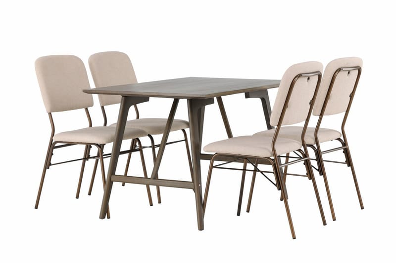 Rektangulär matgrupp Venture Home Beige Mörkbrun 4st - Møbler - Borde - Spisebordssæt