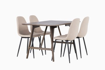 Rektangulär matgrupp Venture Home Beige Mörkbrun 4st - Møbler - Borde - Spisebordssæt