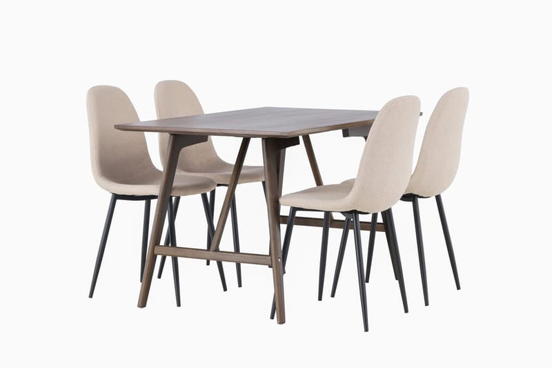 Rektangulär matgrupp Venture Home Beige Mörkbrun 4st - Møbler - Borde - Spisebordssæt