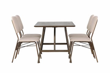 Rektangulär matgrupp Venture Home Beige Mörkbrun 4st - Møbler - Borde - Spisebordssæt