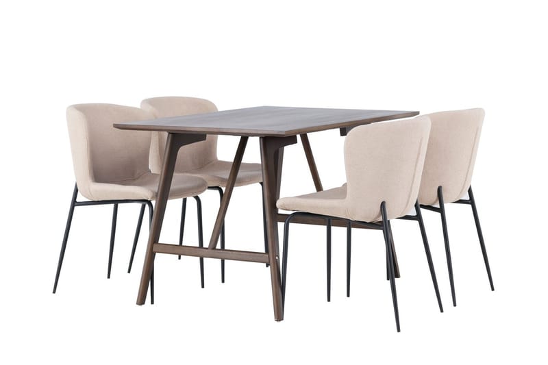 Rektangulär matgrupp Venture Home Beige Mörkbrun 4st - Møbler - Borde - Spisebordssæt