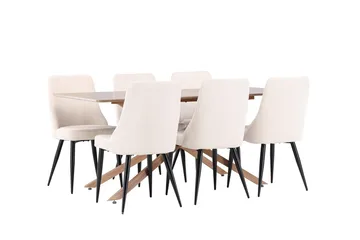 Rektangulär matgrupp Venture Home Beige Mocka 6st - Møbler - Borde - Spisebordssæt