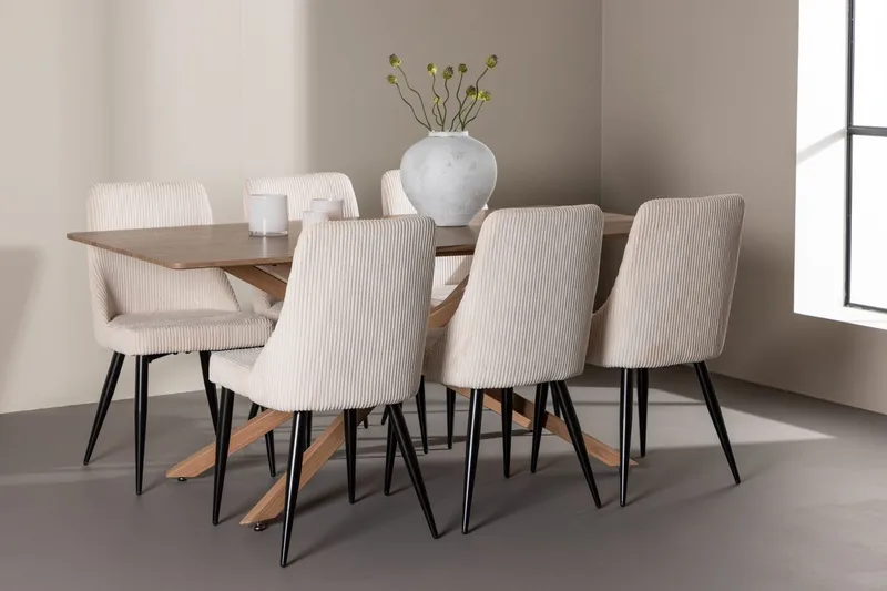 Rektangulär matgrupp Venture Home Beige Mocka 6st