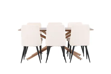 Rektangulär matgrupp Venture Home Beige Mocka 6st - Møbler - Borde - Spisebordssæt