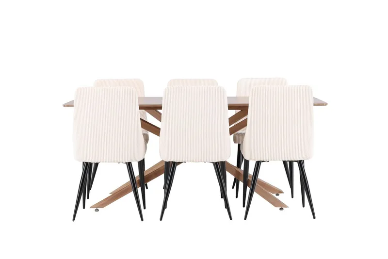 Rektangulär matgrupp Venture Home Beige Mocka 6st - Møbler - Borde - Spisebordssæt