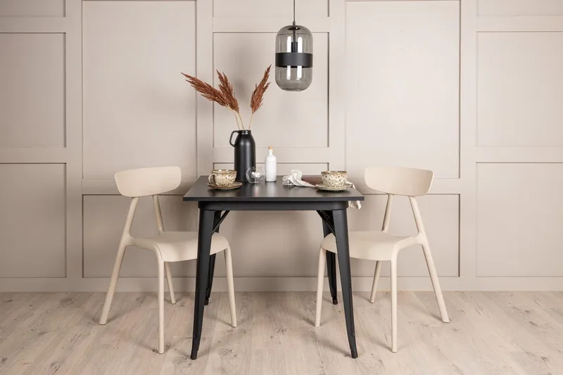 Rektangulär matgrupp Venture Home Beige Svart 2st