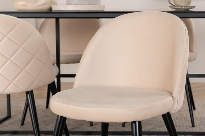 Rektangulär matgrupp Venture Home Beige Svart 4st - Møbler - Borde - Spisebordssæt