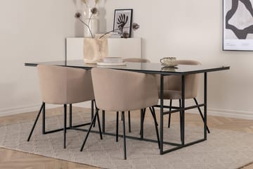 Rektangulär matgrupp Venture Home Beige Svart 4st - Møbler - Borde - Spisebordssæt