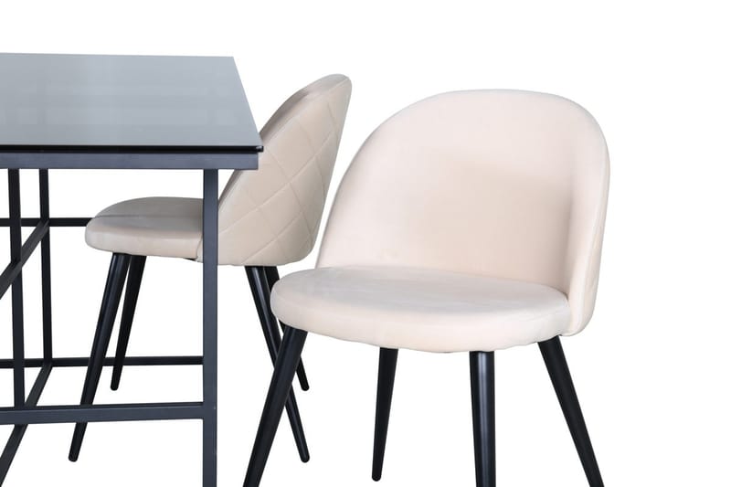 Rektangulär matgrupp Venture Home Beige Svart 4st - Møbler - Borde - Spisebordssæt