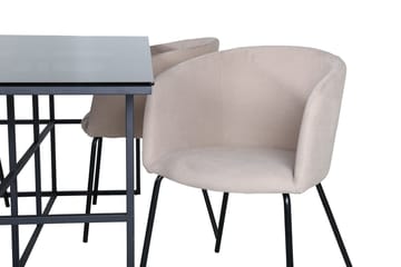 Rektangulär matgrupp Venture Home Beige Svart 4st - Møbler - Borde - Spisebordssæt