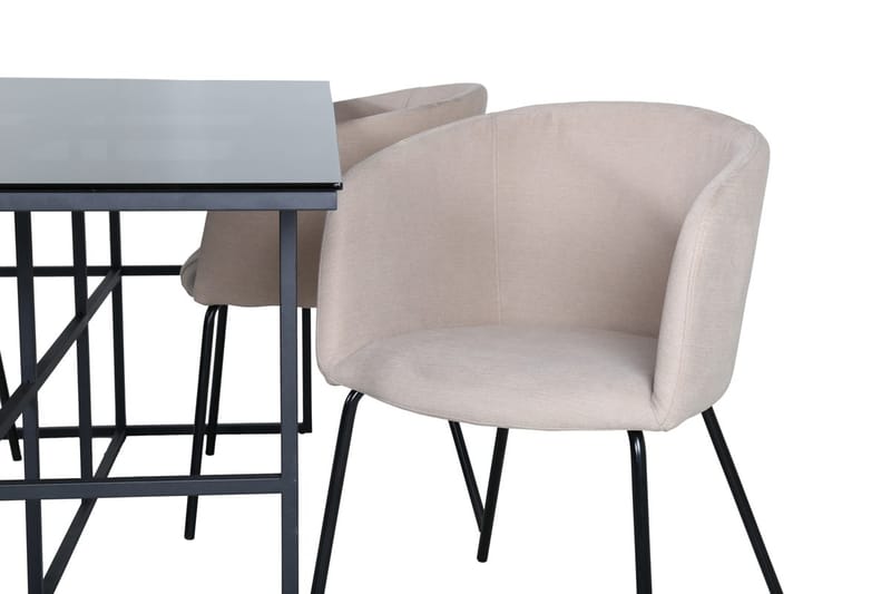 Rektangulär matgrupp Venture Home Beige Svart 4st - Møbler - Borde - Spisebordssæt