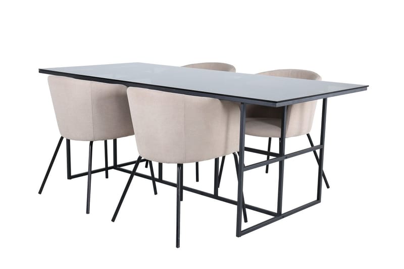 Rektangulär matgrupp Venture Home Beige Svart 4st - Møbler - Borde - Spisebordssæt