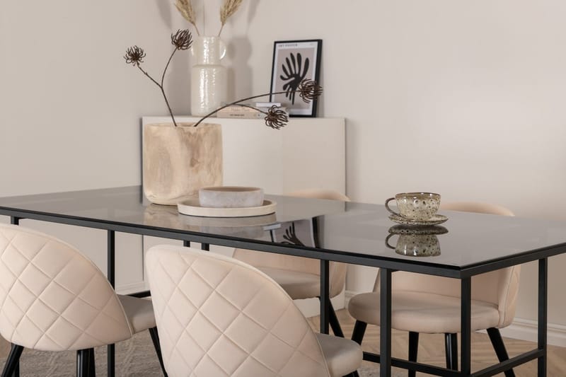 Rektangulär matgrupp Venture Home Beige Svart 4st - Møbler - Borde - Spisebordssæt