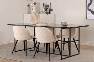 Rektangulär matgrupp Venture Home Beige Svart 4st - Møbler - Borde - Spisebordssæt