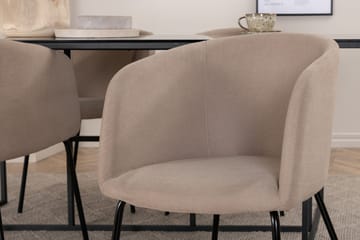 Rektangulär matgrupp Venture Home Beige Svart 4st - Møbler - Borde - Spisebordssæt