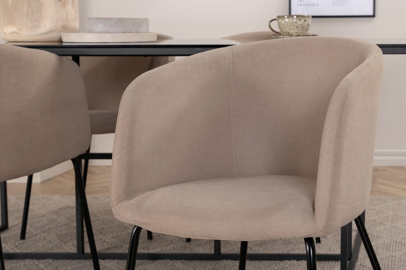 Rektangulär matgrupp Venture Home Beige Svart 4st - Møbler - Borde - Spisebordssæt