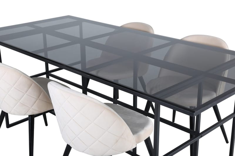 Rektangulär matgrupp Venture Home Beige Svart 4st - Møbler - Borde - Spisebordssæt