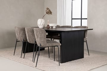 Rektangulär matgrupp Venture Home Beige Svart 6st - Møbler - Borde - Spisebordssæt