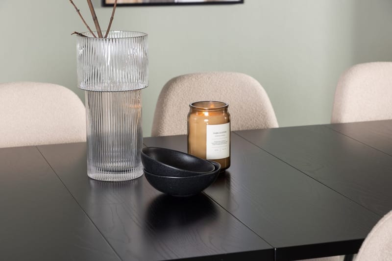 Rektangulär matgrupp Venture Home Beige Svart 6st - Møbler - Borde - Spisebordssæt