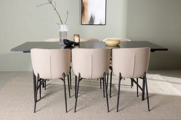 Rektangulär matgrupp Venture Home Beige Svart 6st - Møbler - Borde - Spisebordssæt