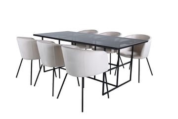 Rektangulär matgrupp Venture Home Beige Svart 6st - Møbler - Borde - Spisebordssæt