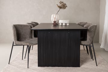 Rektangulär matgrupp Venture Home Beige Svart 6st - Møbler - Borde - Spisebordssæt