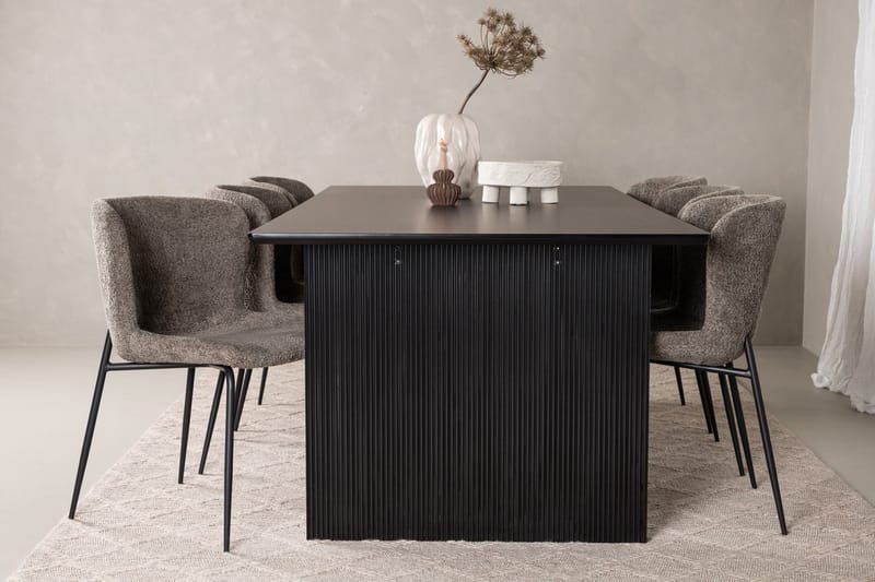 Rektangulär matgrupp Venture Home Beige Svart 6st - Møbler - Borde - Spisebordssæt