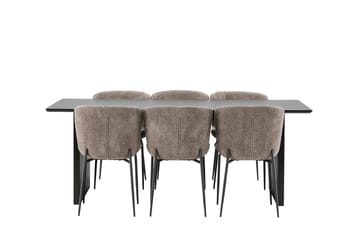 Rektangulär matgrupp Venture Home Beige Svart 6st - Møbler - Borde - Spisebordssæt