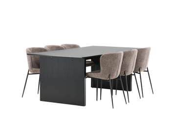 Rektangulär matgrupp Venture Home Beige Svart 6st - Møbler - Borde - Spisebordssæt