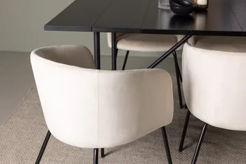 Rektangulär matgrupp Venture Home Beige Svart 6st - Møbler - Borde - Spisebordssæt