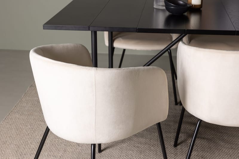 Rektangulär matgrupp Venture Home Beige Svart 6st - Møbler - Borde - Spisebordssæt