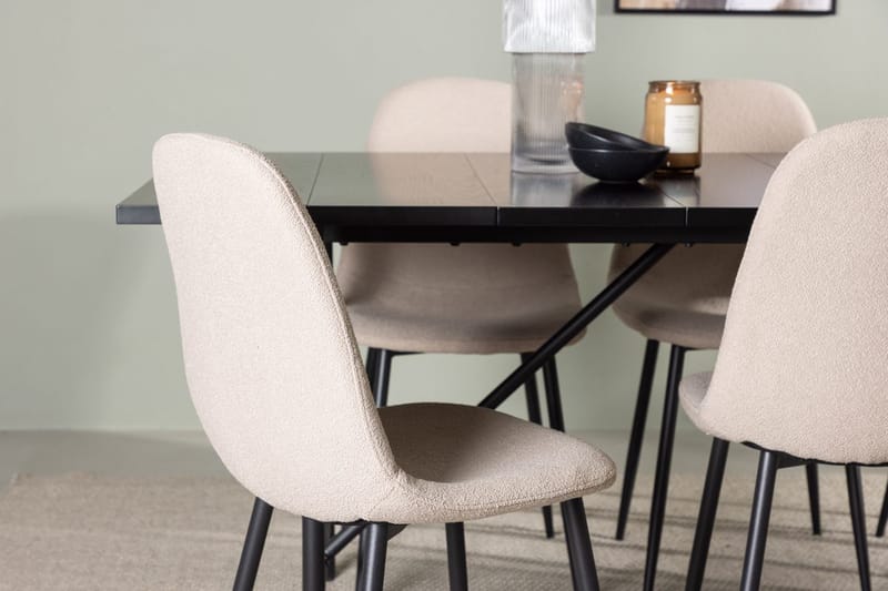Rektangulär matgrupp Venture Home Beige Svart 6st - Møbler - Borde - Spisebordssæt