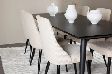 Rektangulär matgrupp Venture Home Beige Svart 6st - Møbler - Borde - Spisebordssæt