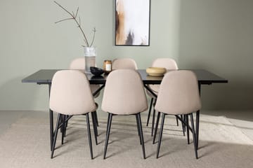 Rektangulär matgrupp Venture Home Beige Svart 6st - Møbler - Borde - Spisebordssæt