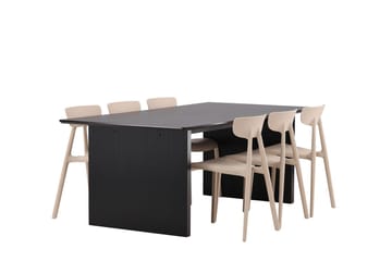 Rektangulär matgrupp Venture Home Beige Svart 6st - Møbler - Borde - Spisebordssæt