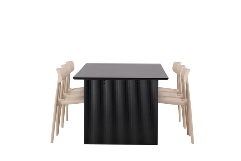 Rektangulär matgrupp Venture Home Beige Svart 6st - Møbler - Borde - Spisebordssæt