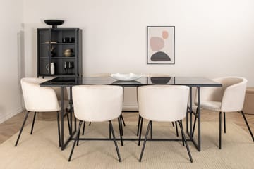 Rektangulär matgrupp Venture Home Beige Svart 6st - Møbler - Borde - Spisebordssæt
