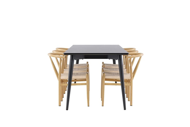 Rektangulär matgrupp Venture Home Beige Svart 6st - Møbler - Borde - Spisebordssæt