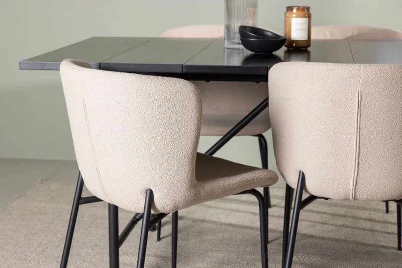 Rektangulär matgrupp Venture Home Beige Svart 6st - Møbler - Borde - Spisebordssæt