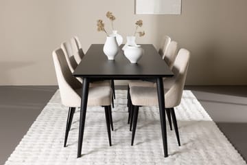 Rektangulär matgrupp Venture Home Beige Svart 6st - Møbler - Borde - Spisebordssæt
