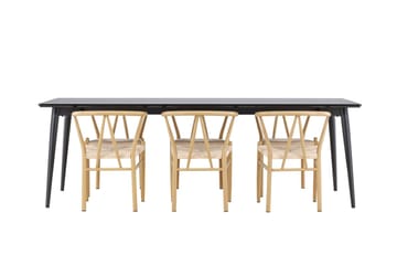 Rektangulär matgrupp Venture Home Beige Svart 6st - Møbler - Borde - Spisebordssæt