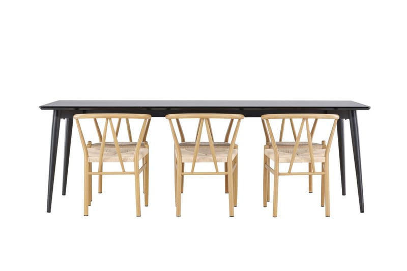 Rektangulär matgrupp Venture Home Beige Svart 6st - Møbler - Borde - Spisebordssæt