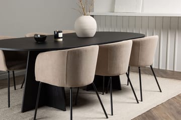 Rektangulär matgrupp Venture Home Beige Svart Linen - Møbler - Borde - Spisebordssæt