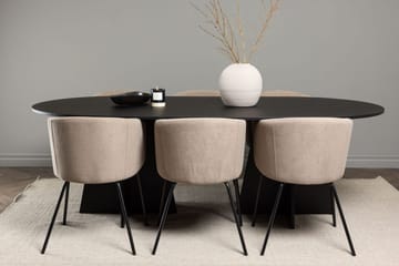 Rektangulär matgrupp Venture Home Beige Svart Linen - Møbler - Borde - Spisebordssæt