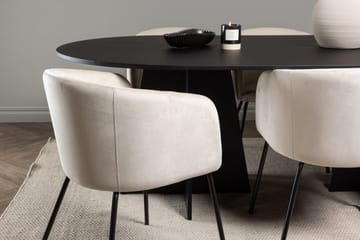 Rektangulär matgrupp Venture Home Beige Svart Sammet - Møbler - Borde - Spisebordssæt